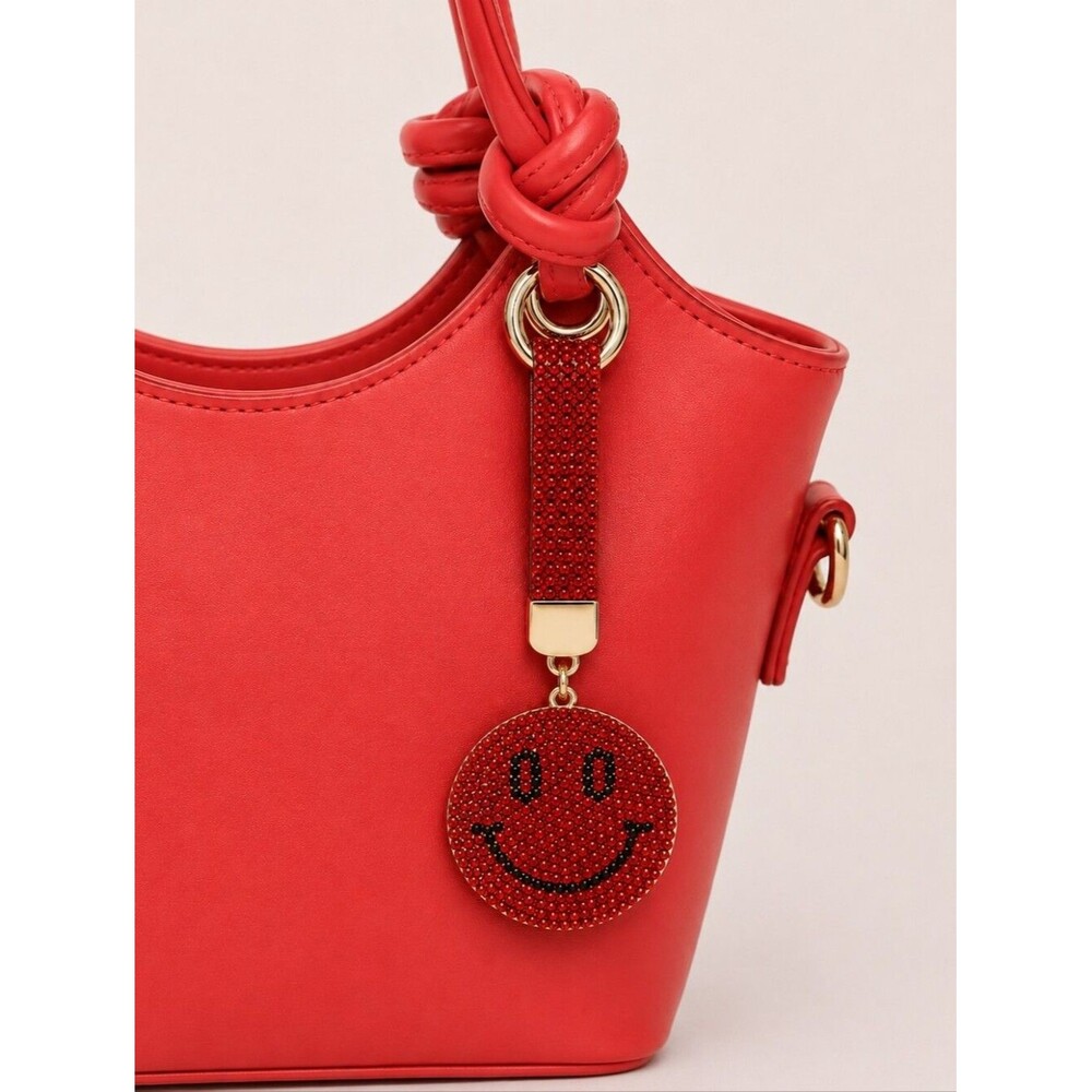 Womens Purse Charm Rhinestone Smiley Face Keychain Bag Charm ✨❤️